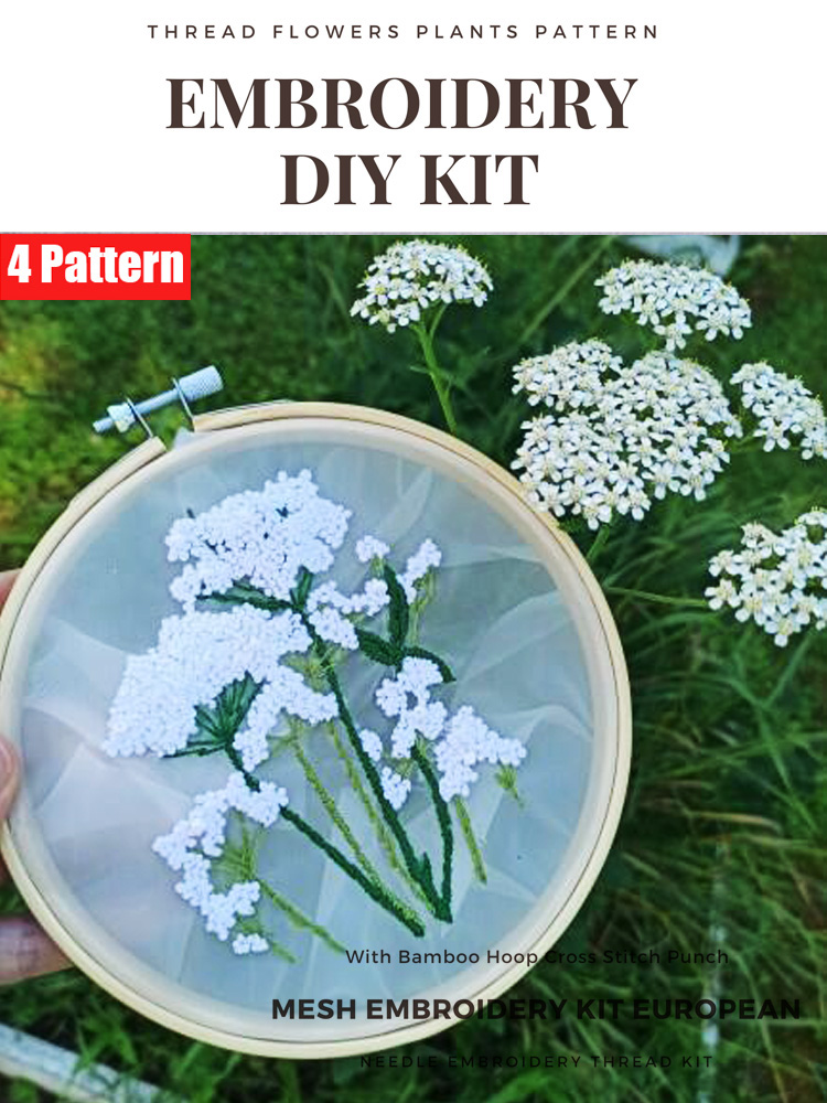Mesh DIY Embroidery Flower Painting Bordado Cross Stitch Kit Embroidery Kit Diy Beginner Embroidery Punch Needle kit