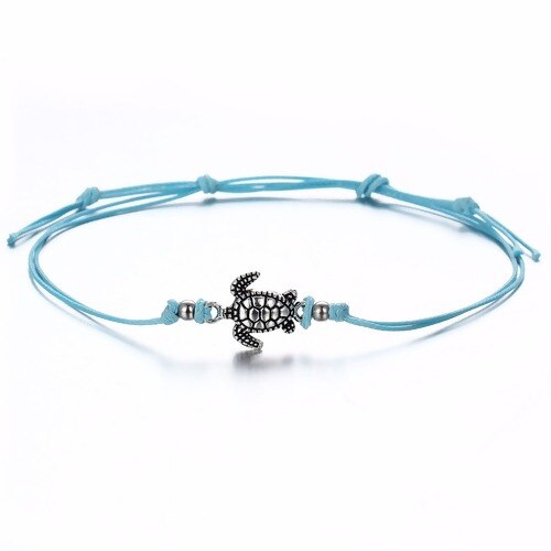 Boho cavigliera regolabile antico tartaruga marina fascino animale perline catena cavigliera donna estate sandali da spiaggia braccialetto alla caviglia