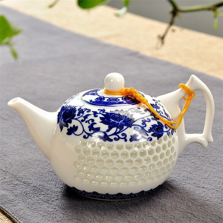 Tradycyjny chińnarty niebieski ryż biały wzór dzbanek robić herbaty 170ml starożytne chiny dzbanek ceramiczny Puer Kongfu zestaw herbaty samowar: Hive Nation kwiat