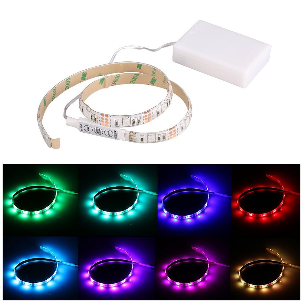 Rgb fleksibel led lysstrip  ip65 15 leds  dc5v med controller batteridrevet, led tape, lys strips til tv skab cykel
