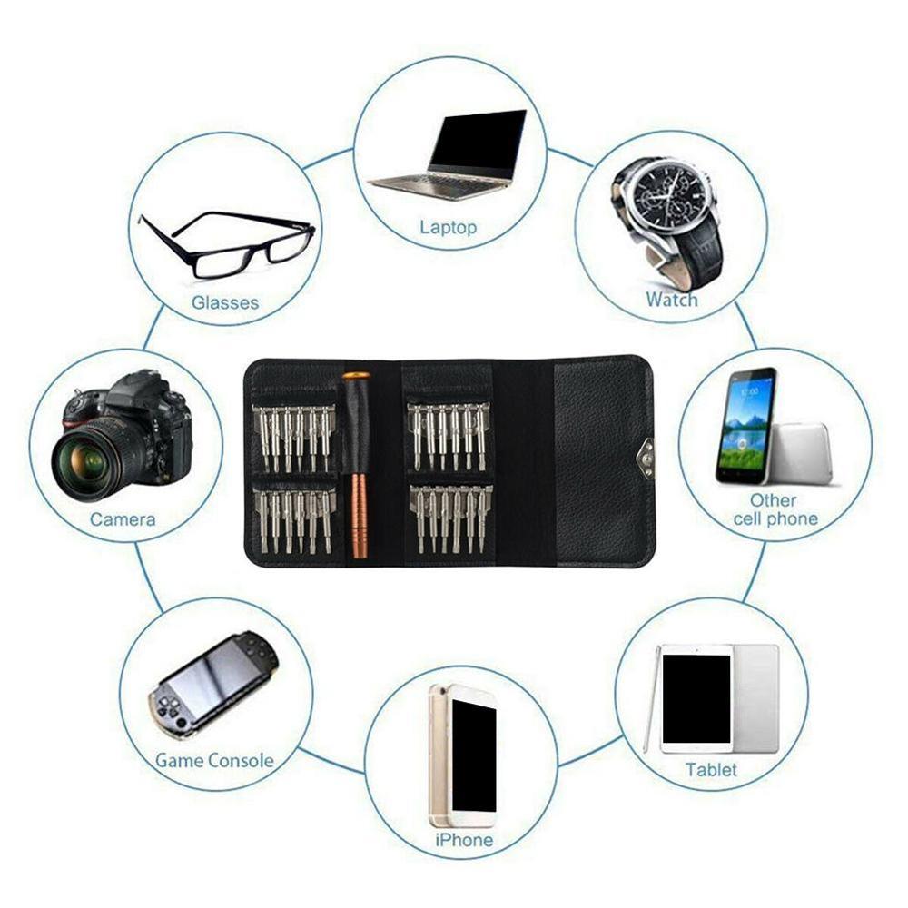 25 in 1 Screwdriver Magnetic Wallet Leather Case Screwdriver Kit Tools Repair Precision Glasses Phone Set For Cell Watch I0G1