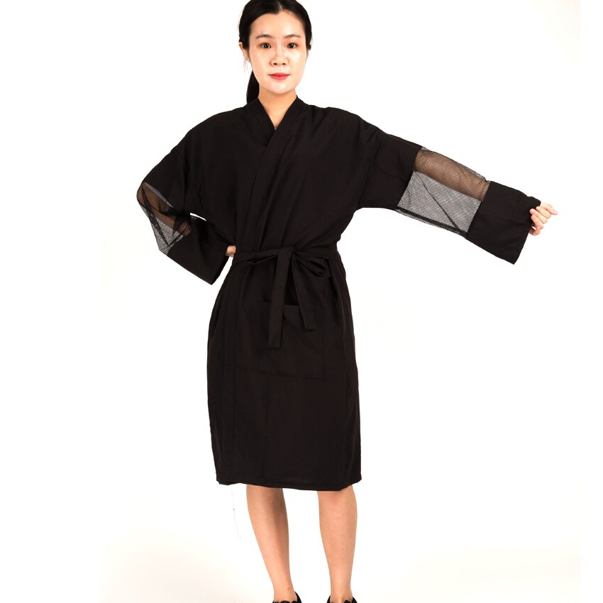 Polyester And Cotton Material Hairdressing Kimono With Sleeve Comfortable Guest Robe KM-031 High Class For Household And Hotel