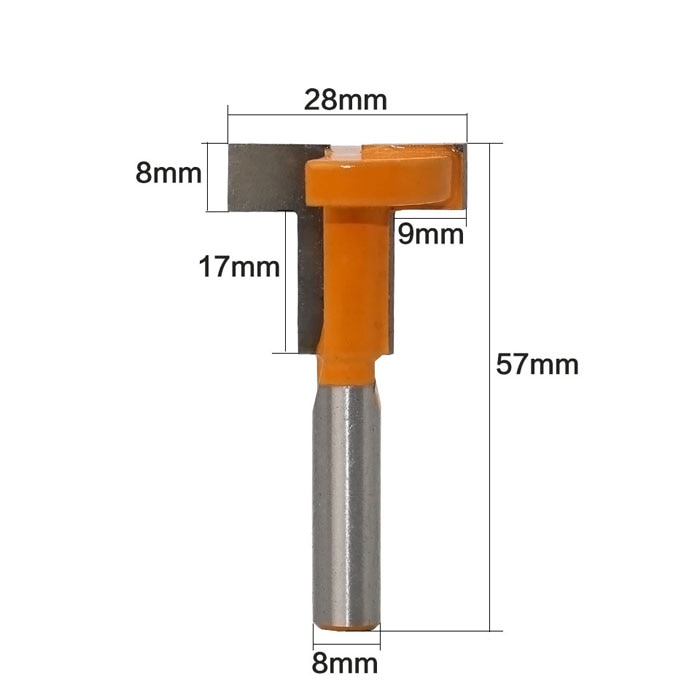 1pc 8mm skaft t-spor og t-spor sporing av trefreser bit trebearbeiding verktøy for fresing av fresere trebearbeiding verktøy