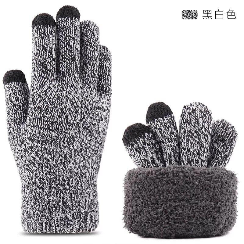 knitted warm touch screen gloves for men's autumn and winter thickened woolen gloves: 6