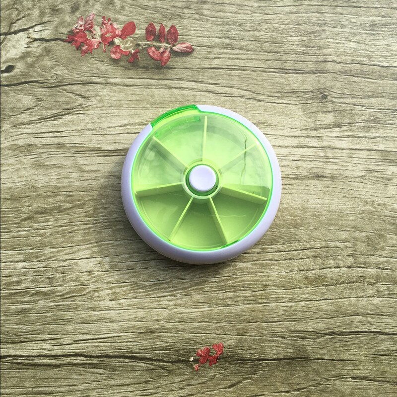 Roterende 7 Dagen Pil Container Citroen Pillendoosje Splitter Pil Organisator Geneeskunde Doos Reizen Dispenser Bunker Gezondheidszorg Gereedschap: GREEN -B