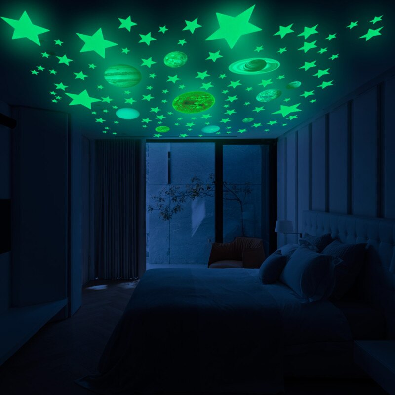 Lichtgevende Sterren Maan Stippen Muursticker Bubble Voor Kinderkamer Slaapkamer Woondecoratie Glow In The Dark Diy Combinatie Stickers 3D