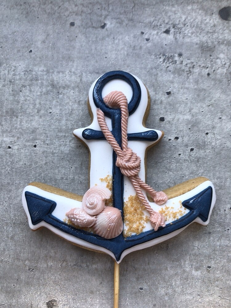 KENIAO Náutica Cortador de Galletas para el Cumpleaños / - 2 Piezas - Velero / Ancla / Delfín Moldes para Galletas - Acero Inoxidable