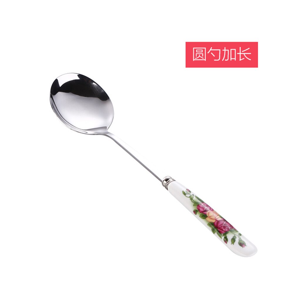 Korean Stainless Steel Metal Ceramic Handle Tableware Spoon Chopsticks Fork Dinner Knife Free Combination Cutlery Set: 13