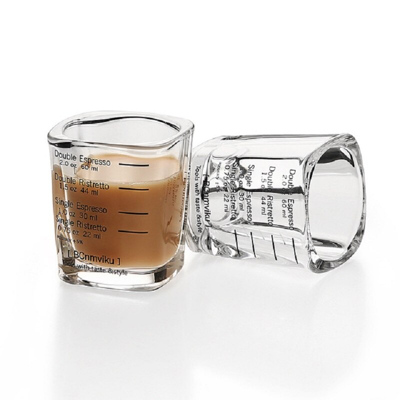 Dubbele Espresso Ounce Cup 60Ml Vierkante Meten Transparante Verdikte Glas Koffie Latte Voor Roosteren Geconcentreerd Mokken Gereedschap