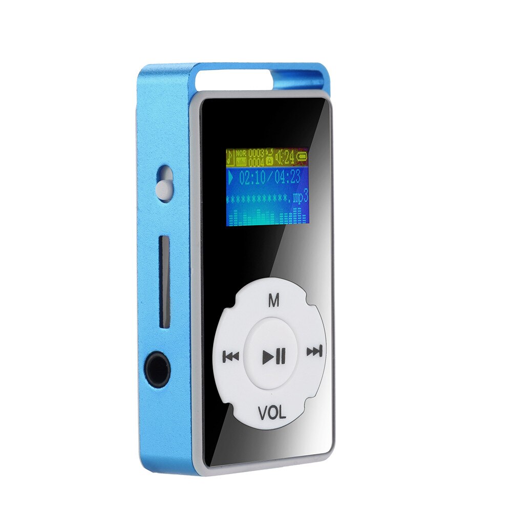 Reproductor de mp3 Digital, pantalla LCD, compatible con tarjeta Micro SD, TF, 32G, reproducción de vídeo y radio fm: Azul