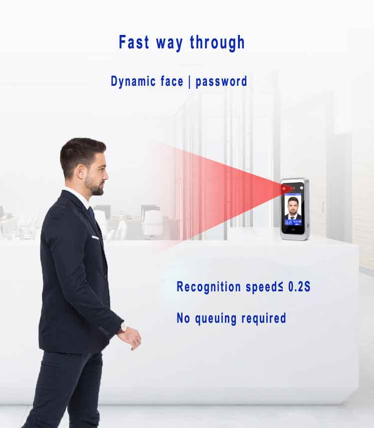 Dynamic face recognition can work at strong direct light 1MP camera TCP/WIFI Access Control 2000 face 4.3 inch touch Screen