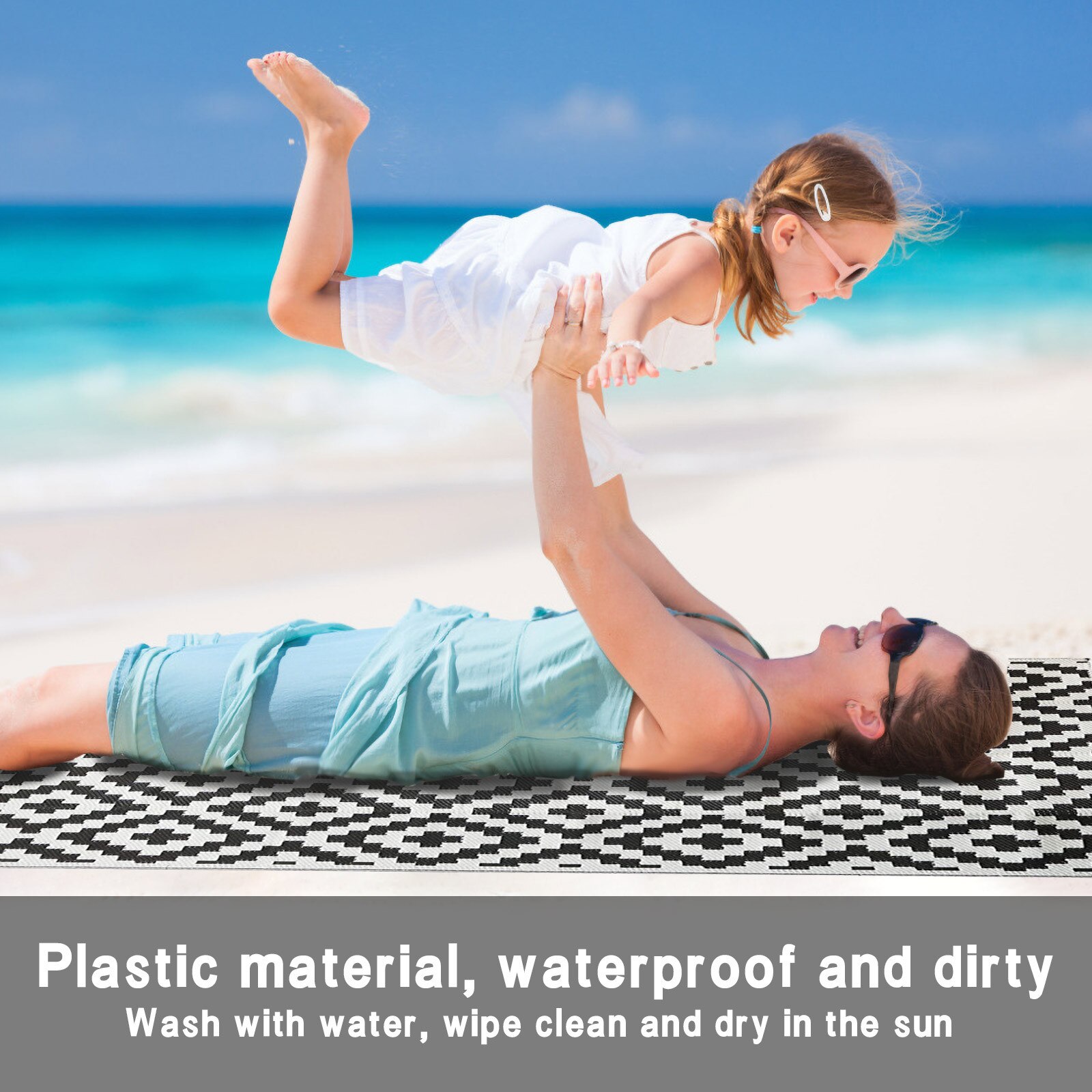 Outdoor Camping Mat Terrace Garden Beach Picnic Floor Mats Geometric Fold Double-sided Mat Living Room Decoration Home Rug D3