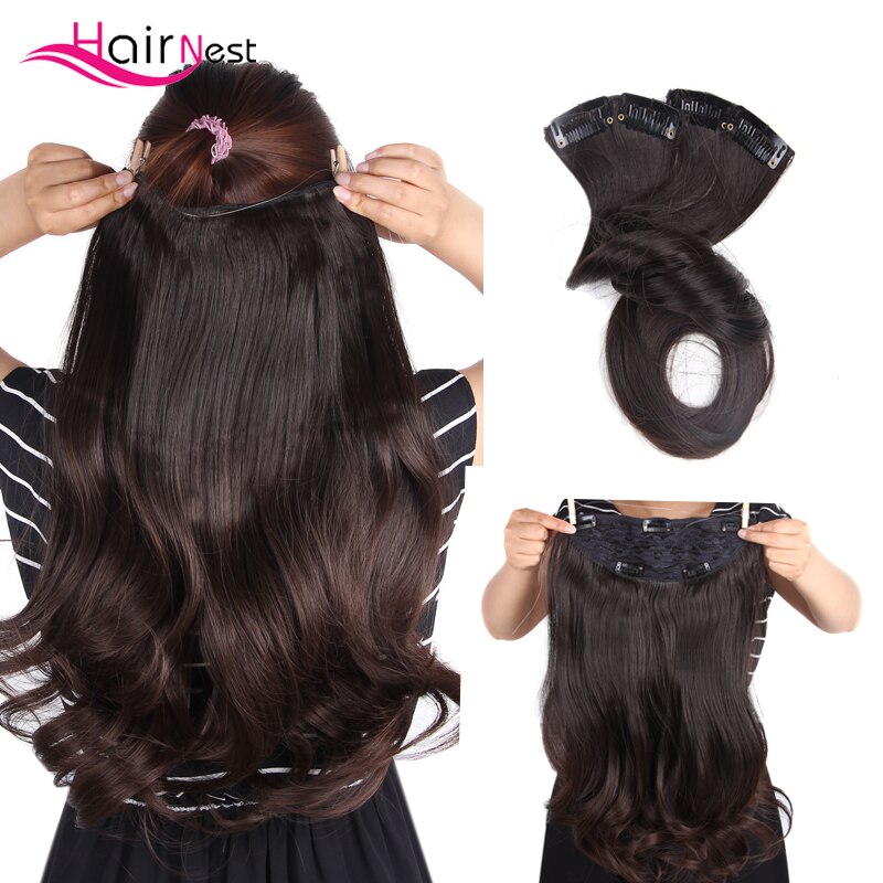 Hair Nest Hair Extension Clip Secret Fish Line Hairpiece Body Wavy Hair Synthetic Hair For Women Curly Hair18Inch Length