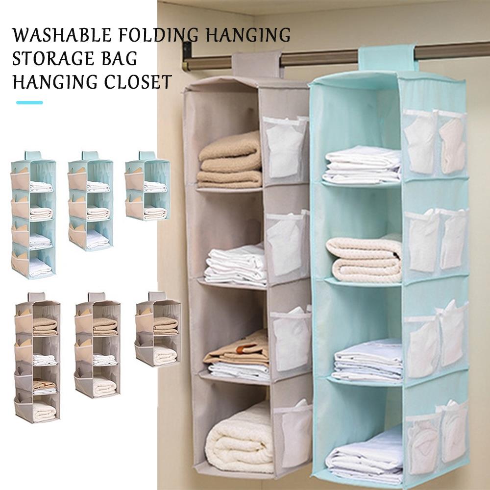 3/4/5 Layers Multi-Layer Portable Folding Hanging Bag Hanging Wardrobe Storage Cabinets Space Saver Home Clothing Shoe