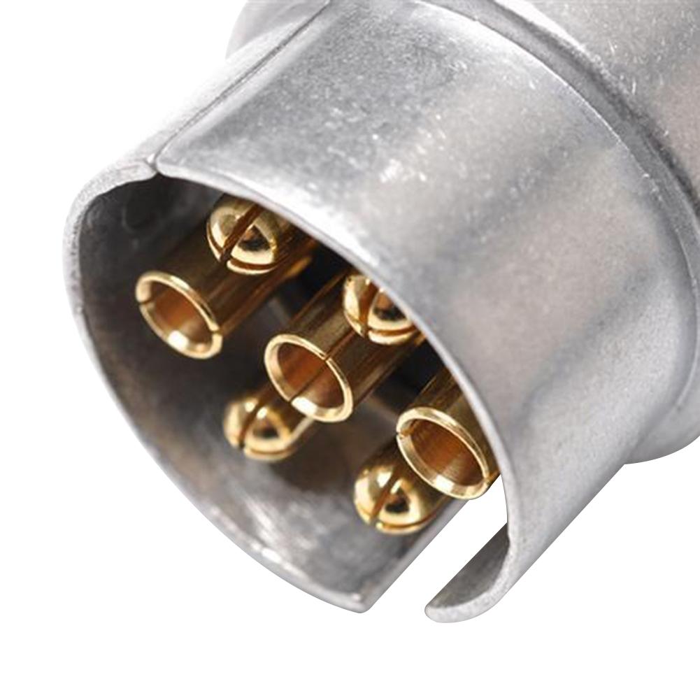 12V 7 Pin Round Caravan Trailer Truck Aluminum Alloy Plug Adapter Connector