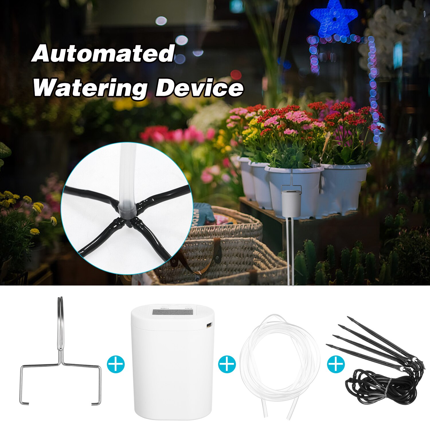 Automated Watering Device Smart Water Controller Automatically Watering System Drip Irrigation Kit 2000mAh Rechargeable Battery