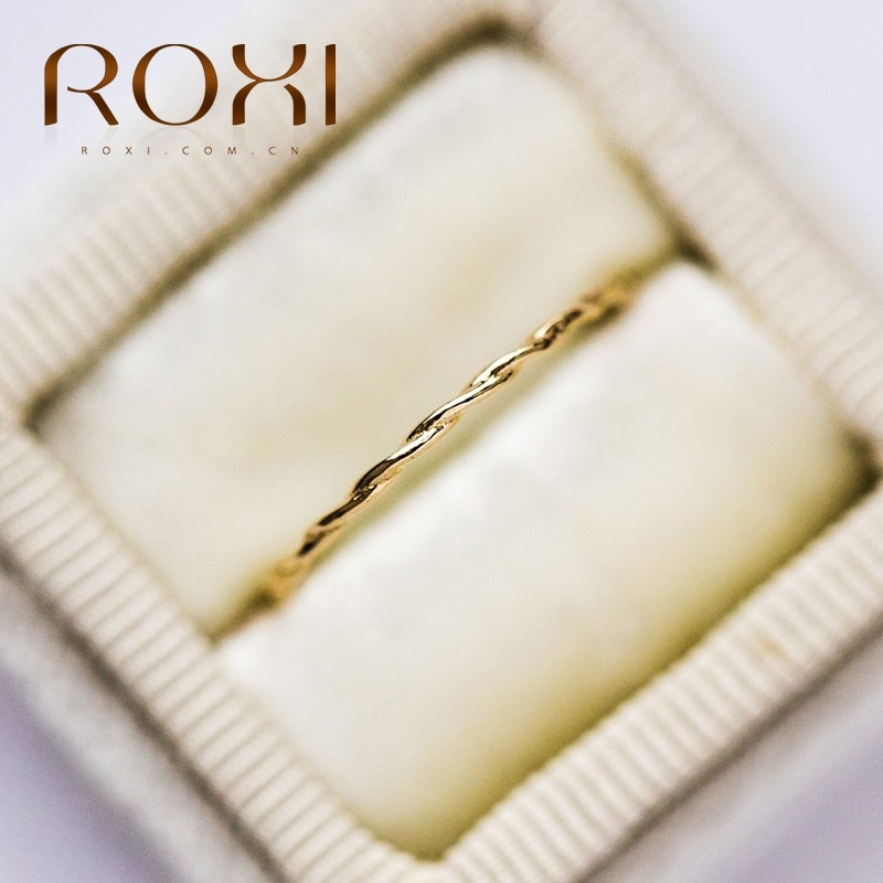 Roxi moda tecido torção anéis para as mulheres minimalismo anillos anel de casamento 925 prata esterlina bague redondo prata 925 jóias