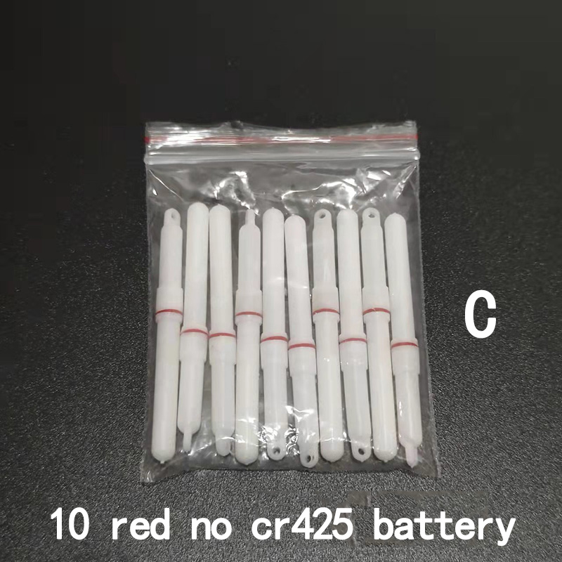 Palos de luz de 10 piezas, luz verde/rojo, CR322 CR425 funciona con batería, LED luminoso, flotador, aparejos de pesca nocturna B276: 10 red C no cr322