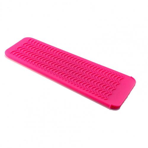 Alfombrilla de silicona anticalor, cubierta de aislamiento Flexible resistente al calor para plancha de pelo, herramienta de peinado: Rojo rosado