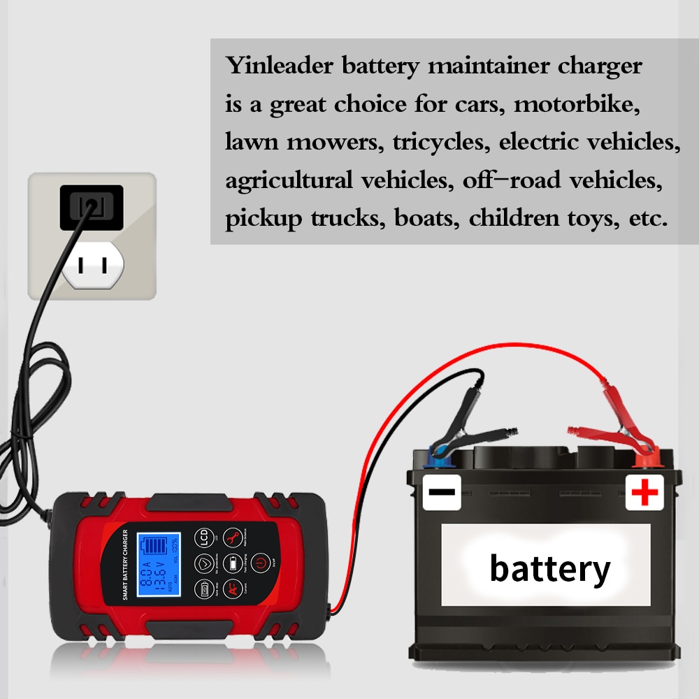 12V 8A 24V 4A car charger smart battery charger Pulse Repair LCD Display Smart Fast Charge AGM Deep cycle GEL Lead-Acid Charger