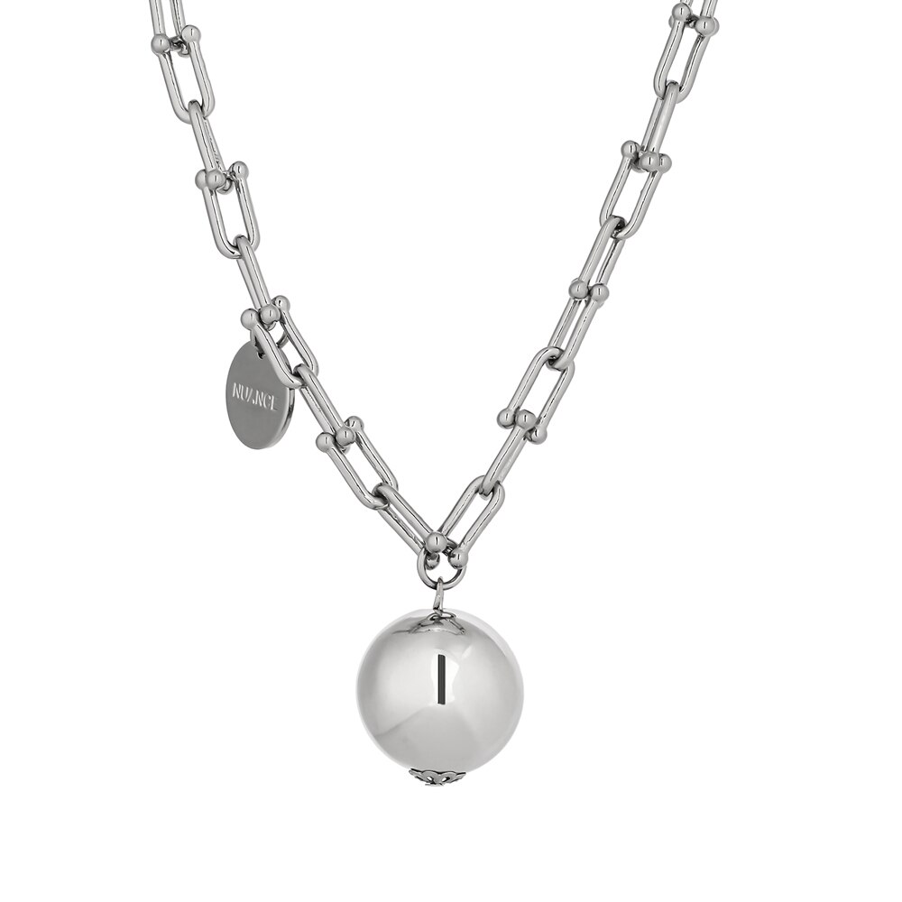 Yhpup statement vedhæng metalkugle rund choker halskæde charme tekstur kæde halskæde бижутерия для женщин: Sølv