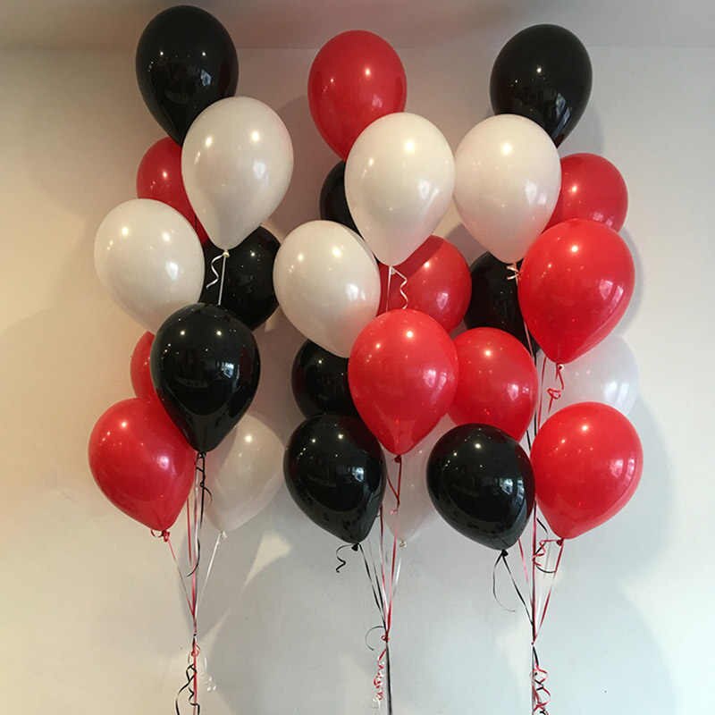 12 stk 10 tommer fortykkelse latex ballon mat ballon rød sort hvid flerfarvet ballon fødselsdagsfest bryllup forsyninger: Bland farver