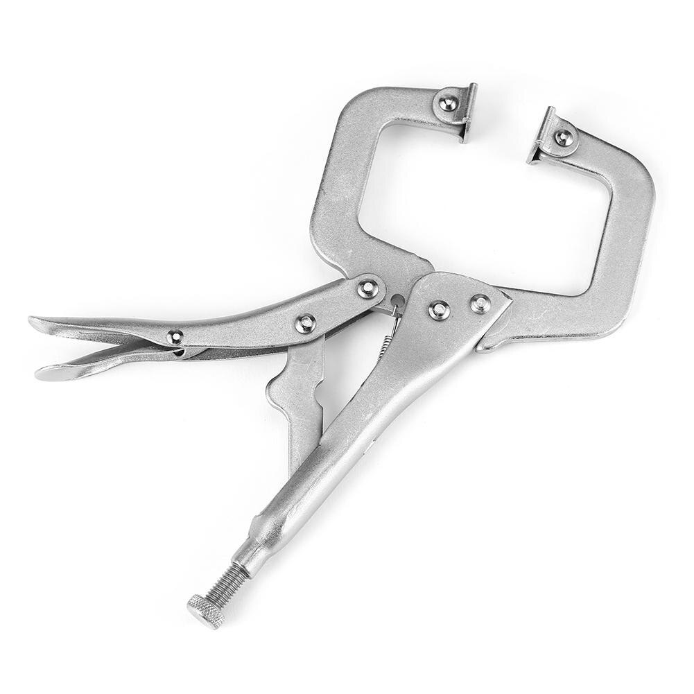 Multi-functional C-type Flat Locking Grip Vise Pliers Carbon Steel Welding Quick Fixing Locking C Clamp Pliers Round Wood Tenon: 9in