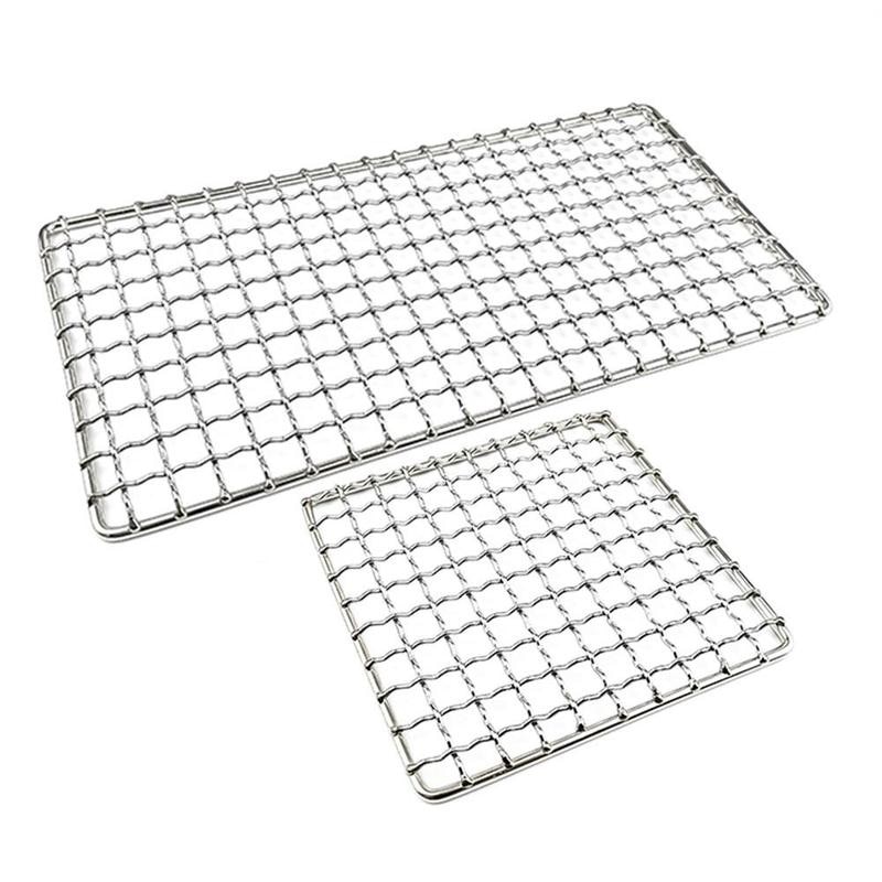 2PCS Stainless Steel BBQ Mat Net Grid Shape Square Rectangle Grill Grilling Mesh Wire Net Outdoor Cooking Barbecue Accessories