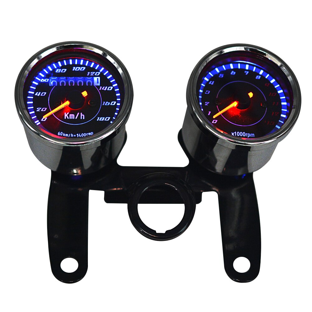 2 In 1 With Bracket Portable ABS Motorcycle Odometer Replacement Parts Accurate Black LED Backlight Gauge Speedometer Tachometer