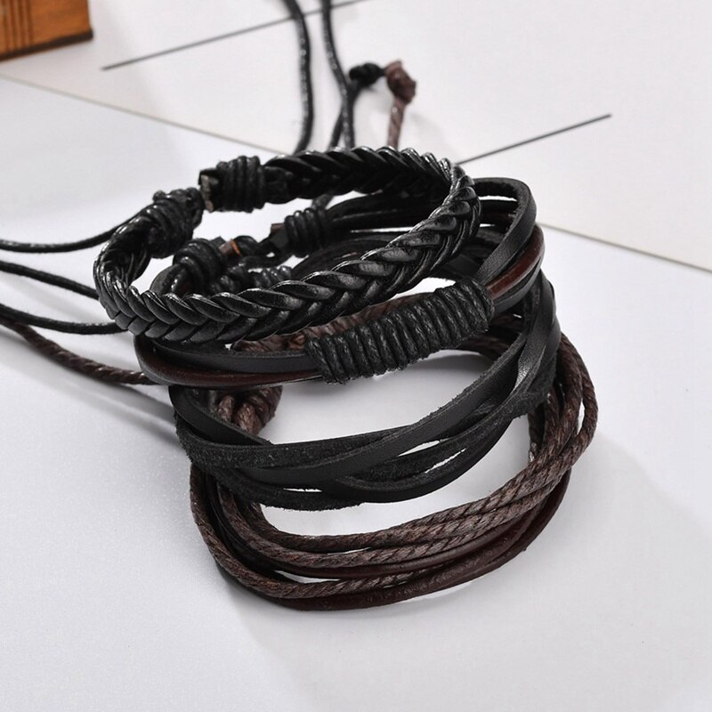 Herren Armbinde Leder Armreifen Für Männer Magnetische-Verschluss Rindsleder Geflochtene Multi Schicht wickeln Armbinde Mann Pulseras Para hombre