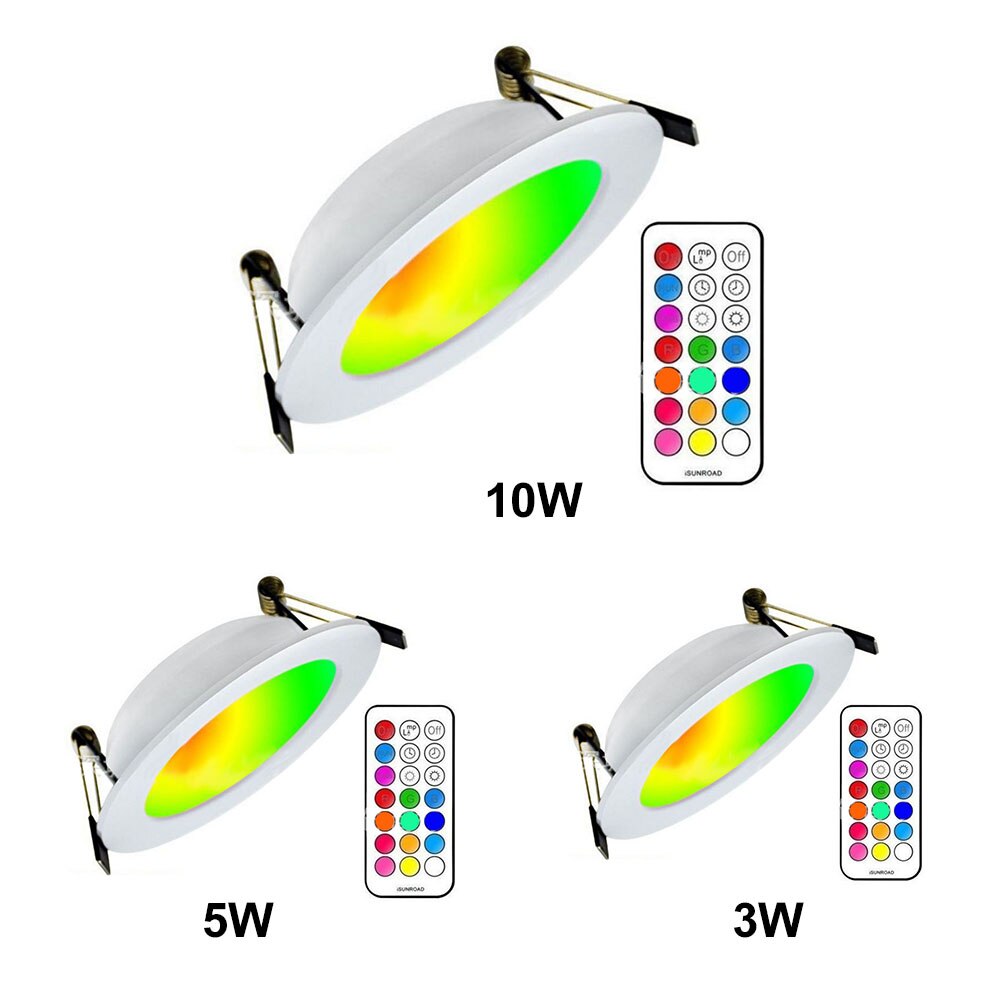 Ac 220V 240V Led Panel Plafondlamp 3W 5W 10W Rgbw Rgbww Inbouwspot Met 21Key Afstandsbediening Voor Woonkamer Keuken