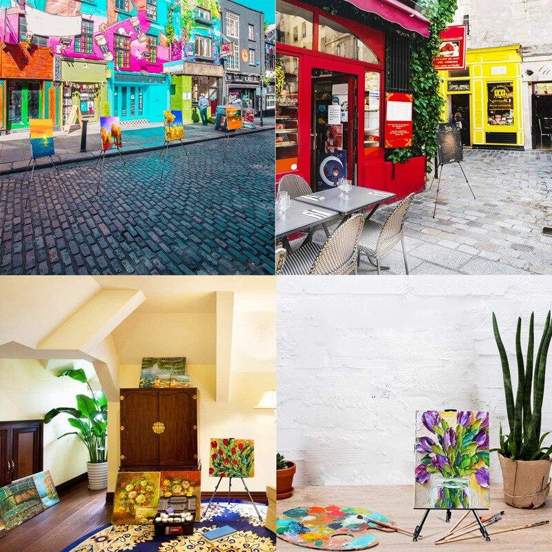 65Inch Aluminum Display Easel Artist Easel Tripod with Portable Bag Adjustable Height From for Table-Top/Floor Painting