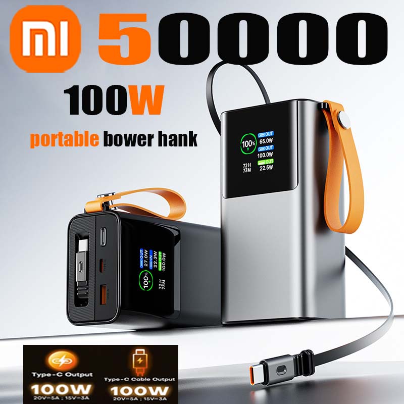 Xiaomi 165w 50000 mah powerbank bärbar pd externt batteri led powerbank för macbook pro för ipad snabbladdningsstation