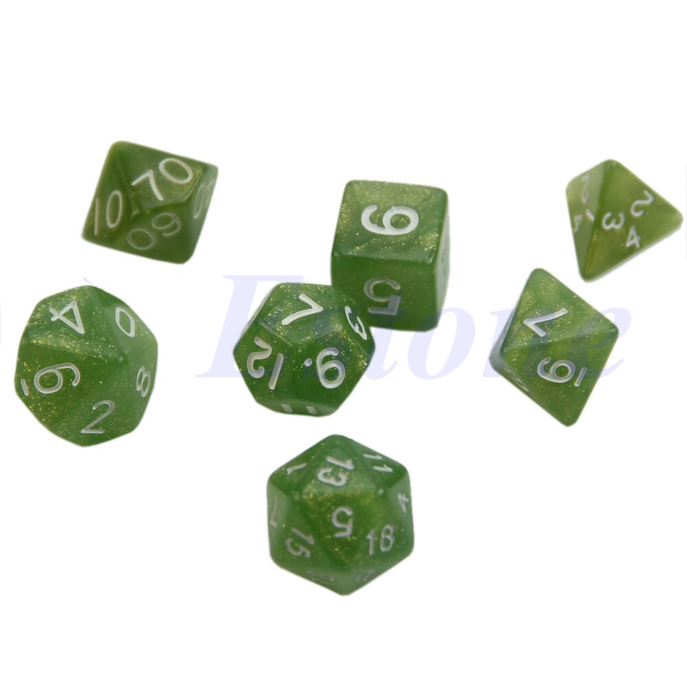 Wit 7Pcs Zijdige Dobbelstenen D4 D6 D8 D10 D12 D20 Dungeons & Dragon D & D Rpg Poly Game set N0HA