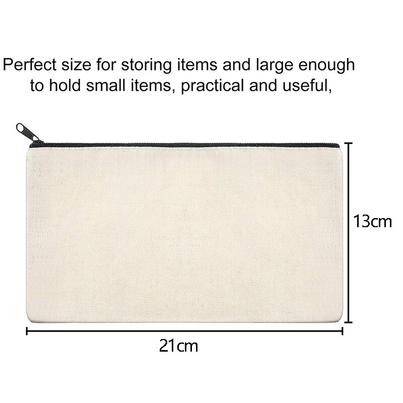 10Pcs Canvas Makeup Bags Canvas Zipper Pouch Bags Pencil Case Blank DIY Craft Bags Pouch for Travel DIY Craft School