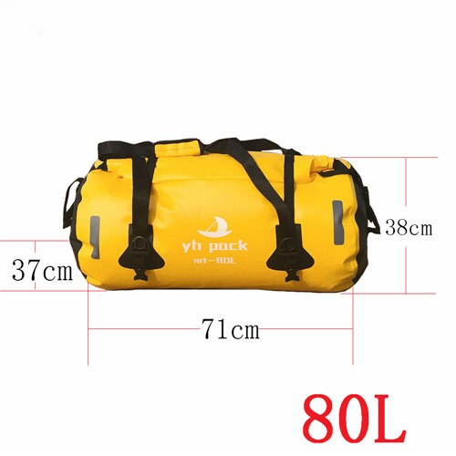 Motorcycle Travel Dry Bag Waterproof duffle Bag 40L/66L/80L /90L/Motorbike Moto Luggage Motorcycle Rear Seat Tail Bag: yellow--80L