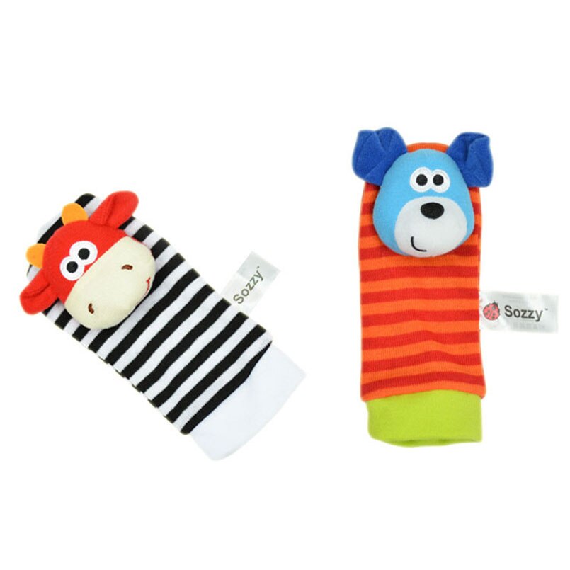 SOZZY 2 stks/set Pols Rammelaar 15*3.5 cm dier Voet Sokken 14*6.5 cm Squishy Baby Baby Speelgoed pluche Pasgeboren sussen suffed pop: Socks 3 no paper