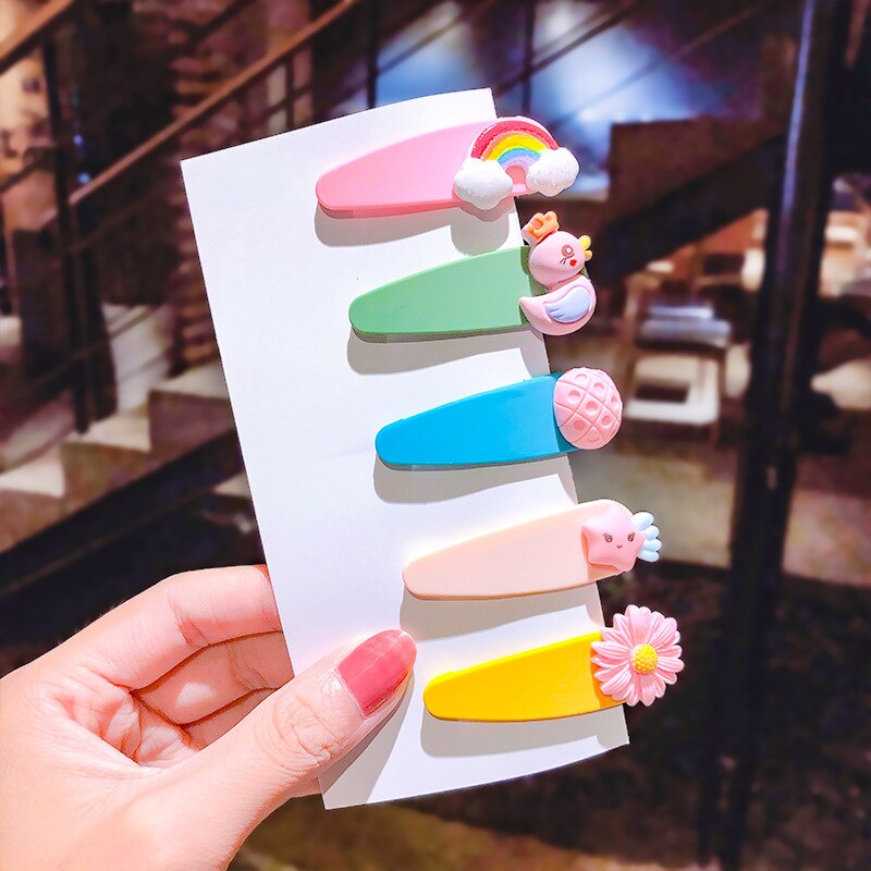 5 pieces Acrylic frosted children hairpin candy color cute animal hairpin girl baby bangs hairpin hair accessories: 7