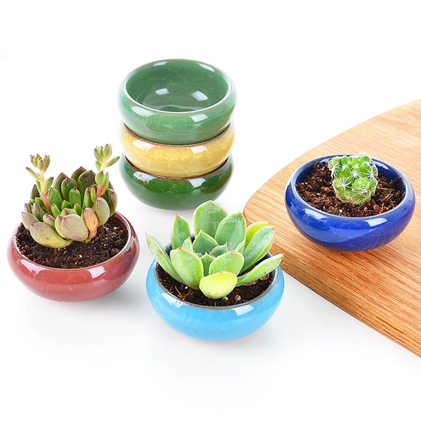 3 Keramik-Pflanzentöpfe In Wassermelonen-Form - Je 11,4x7,6x7,6 Cm, Mit Abflussloch, Für Kakteen, Sukkulenten & Deko