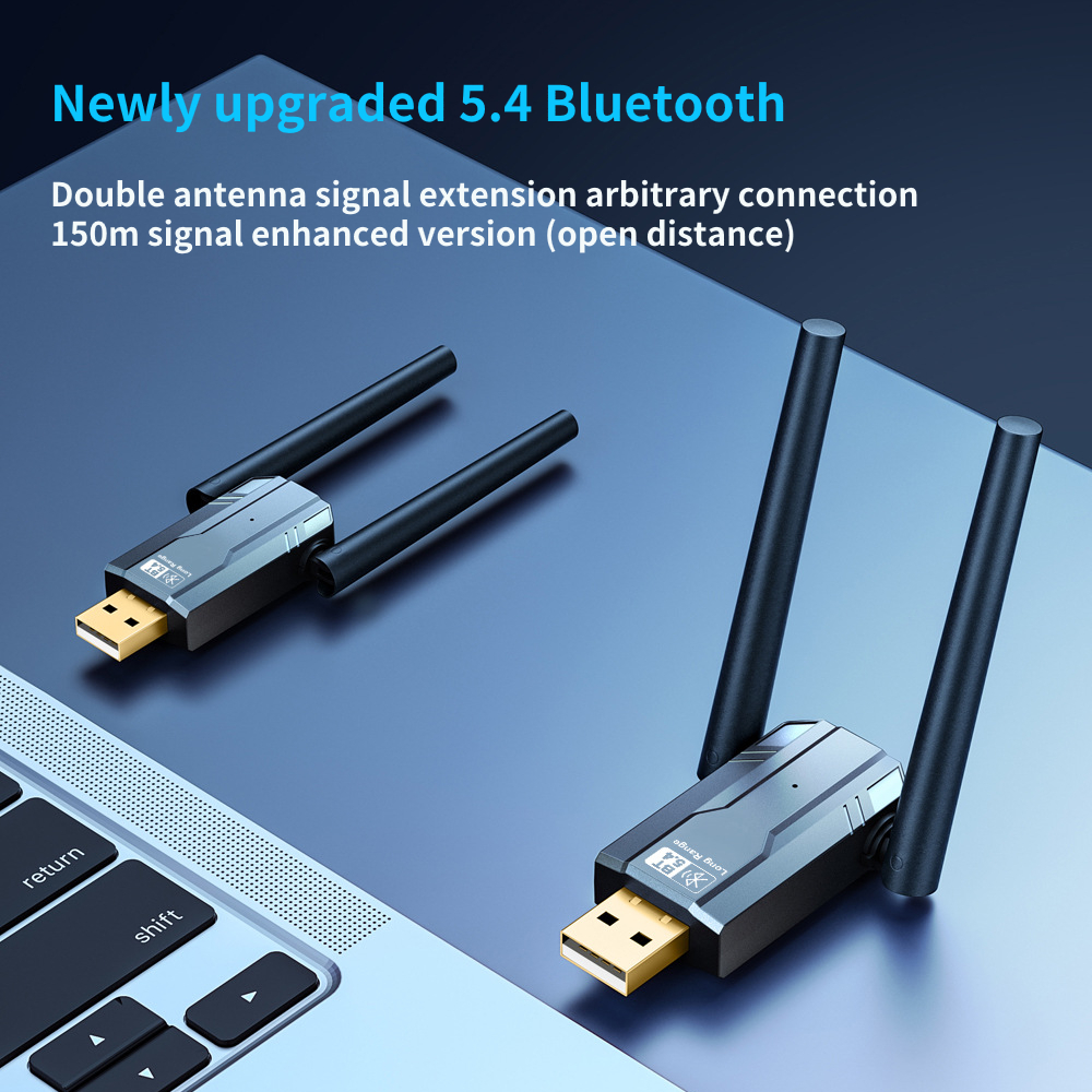 150m Bluetooth 5.4 USB Adapter 5.3 Dongle Driver Free for Windows 11/10/8.1 Mouse Keyboard Audio Receiver Transmitter Bluetooth