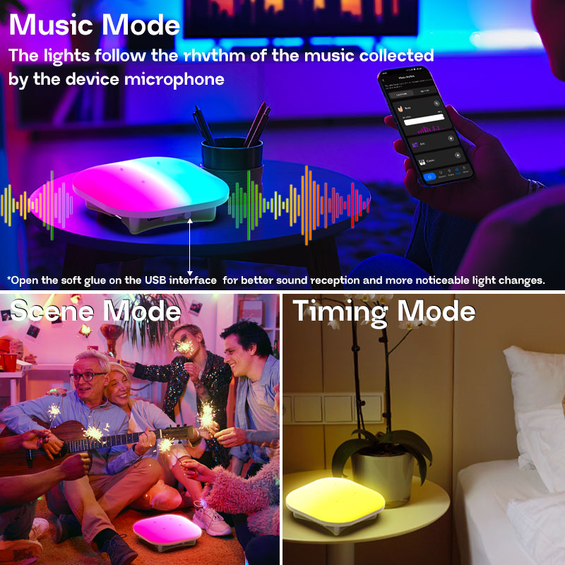 MOSLIGHTING Camping Light RGB Music Rhythm Light Portable Flashlight USB Rechargeable Outdoor hanging Tent Lamp Night Work Light