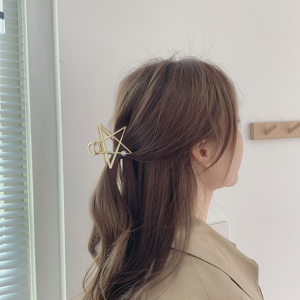Las mujeres pelo Clips hueco tiburón pulpo Clip geométrica horquilla con perlas gran elegancia broche para peluquerías accesorios para el cabello