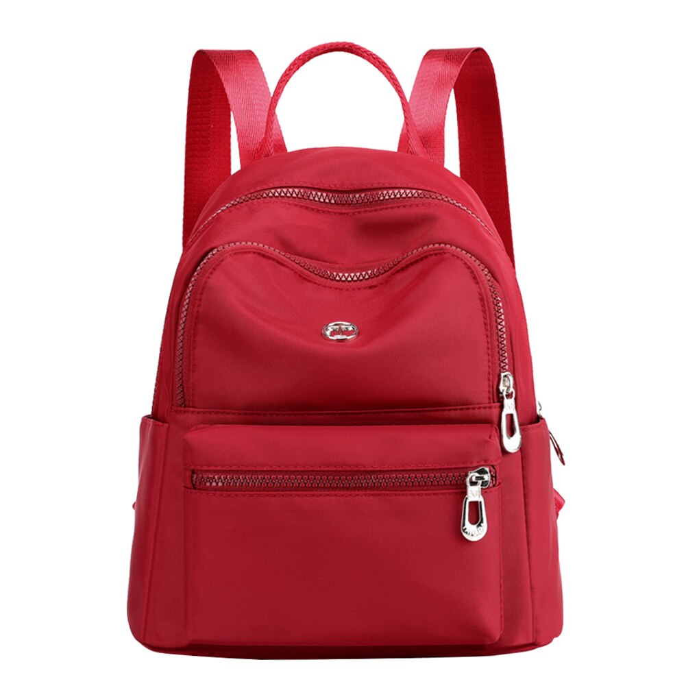 Décontracté en Nylon femmes école sac à dos étudiants filles imperméable à l'eau épaule livre sacs couleur unie quotidien voyage dames école sac à dos: Rouge