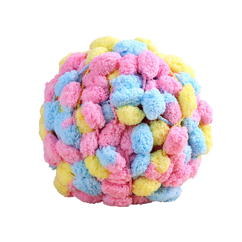 Tjock ull stor mjuk regnbåge pom pom garn handstickning virkgarn diy filt kudde färgglad pumpong tråd 135g: Guld-