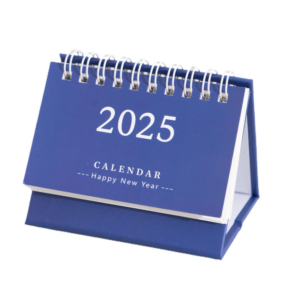 Calendario da tavolo 2025 Calendario da tavolo pieghevole triangolare superiore bobina pianificatore Organizzatore annuale per casa ufficio Regali di Capodanno 2025: nero