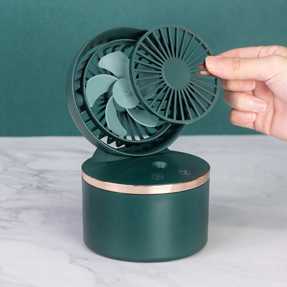 2 in 1 Mini USB Rechargeable Humidifier Air Cooler Fan Summer Household Office Desktop Water Spray Humidify Misting Cooling Fans