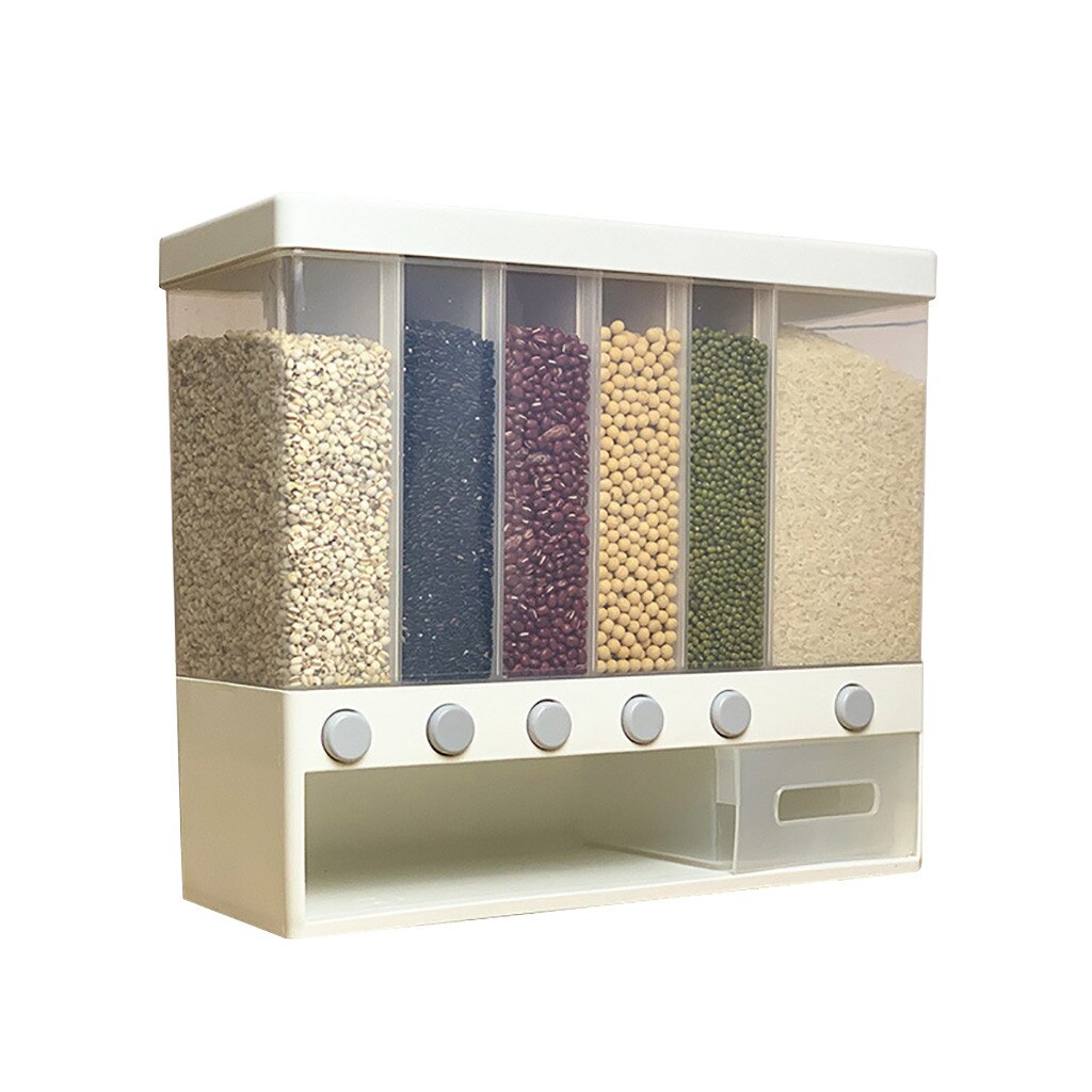 Kitchen Wall Mounted Cereal Dispenser Tank Kitchen Storage Box Grain Dry Food Grain Container Bean Seal Storage Tank: Default Title