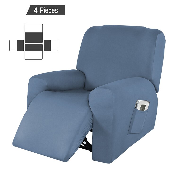 4 stk 1 sete tøye ut hvilestoltrekk spandex lenestoltrekk stue hvilestol sofatrekk sofa slipcover elastisk: Gråblå