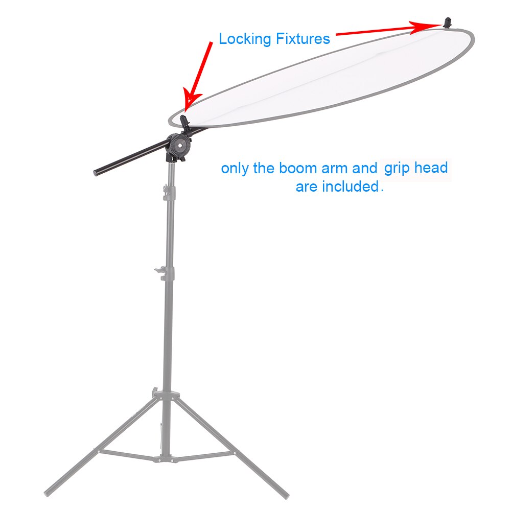 Extendable Photo Studio Photography Reflector Diffuser Holder Stand Boom Arm Support withClip Flexible Swivel Grip Head Clamp