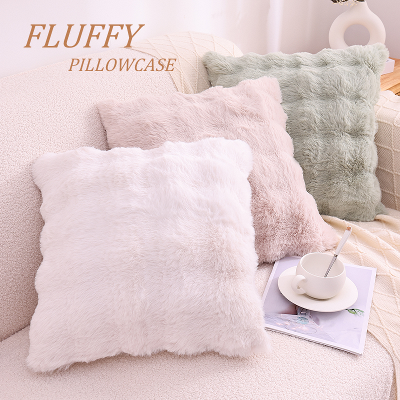 Olanly-fundas de almohada ultrasuaves para decoración de sofá, fundas de cojines suaves y acogedoras de piel sintética de conejo, cojines de felpa para sala de estar, cama y coche